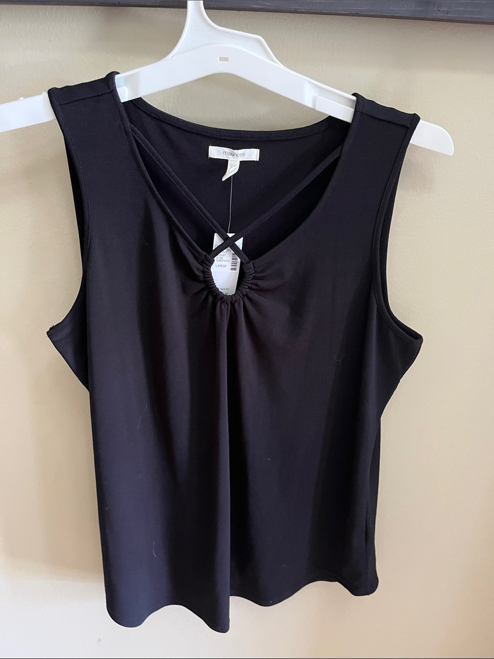Maurices Black Sleeveless Tank with Crisscross V-Neck